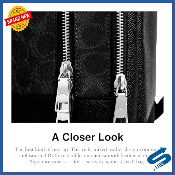 Signature Coated Canvas Backpack with Leather Accents, Laptop Sleeve, Multiple main image 6